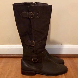 Brown leather and suede boots